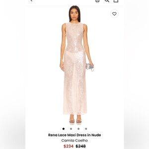 Camila Coelho Sheer Lace Maxi Dress in Nude Blush
